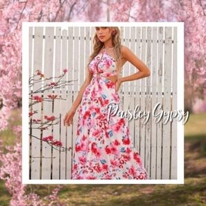 BACKLESS TIE BACK BOHO DRESS